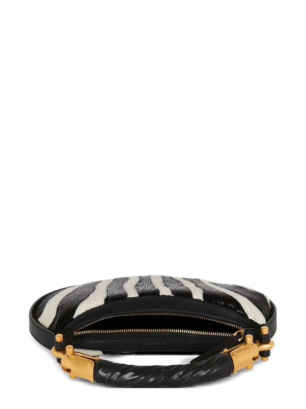 Balmainzebra-striped beaded shoulder bag