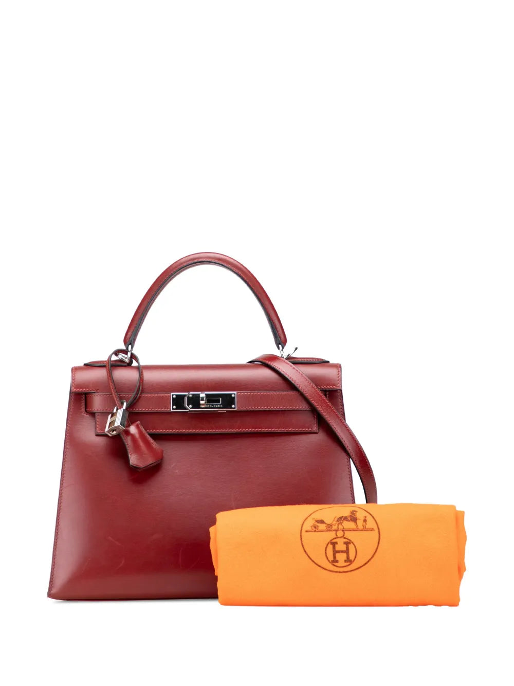 Pre-OwnedHermre-Owned2001 Box Calf Kelly II Sellier 28 satchel