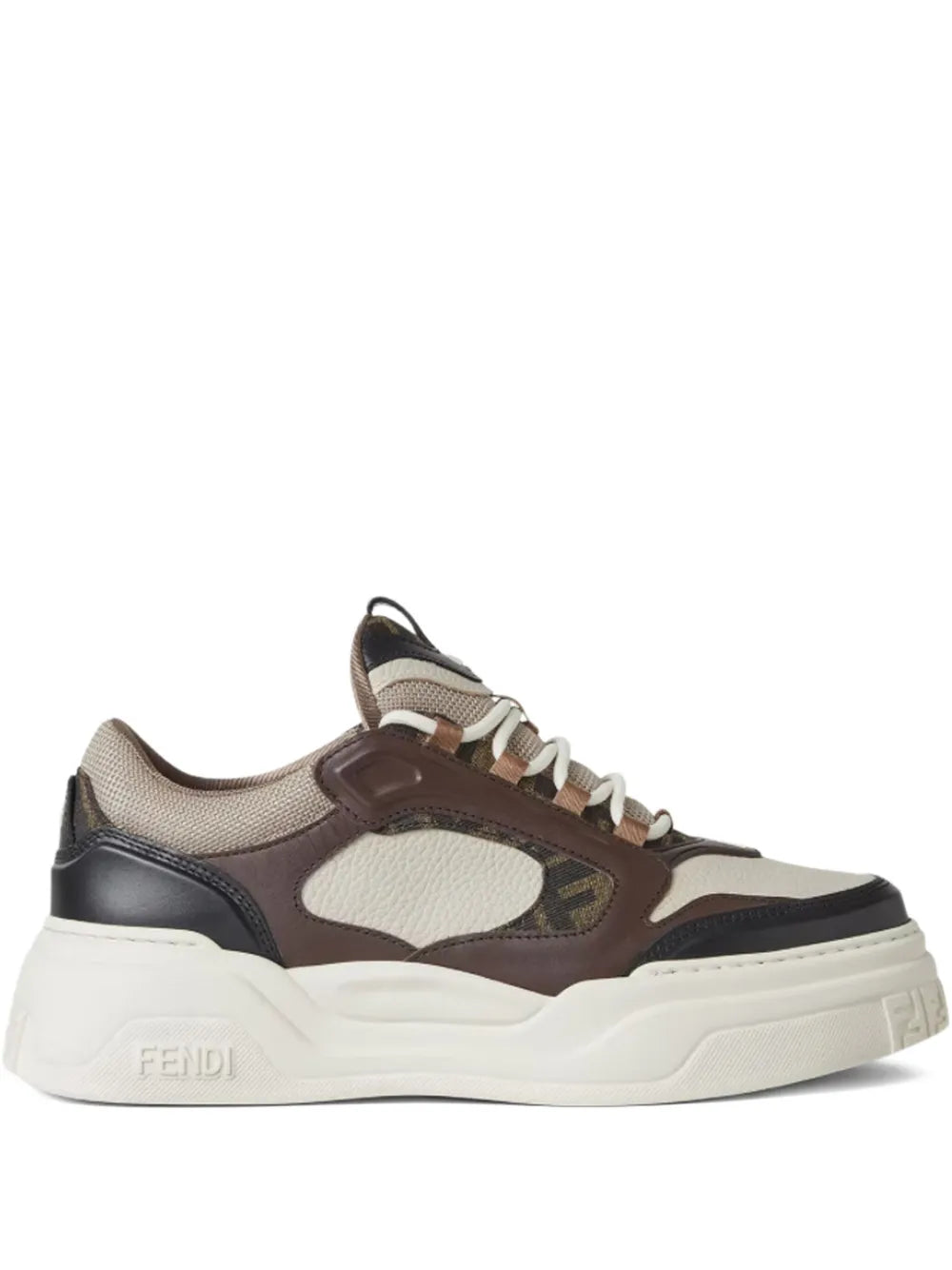 Fendi Force Ff-Pattern Leather Low-Top Sneakers