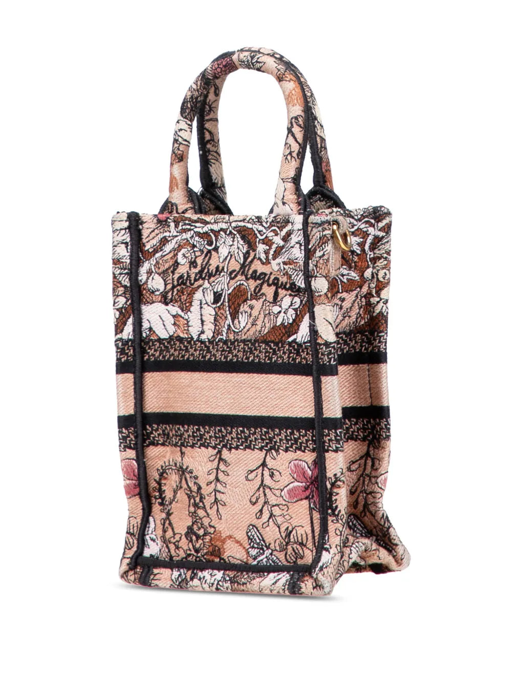 Pre-OwnedChristian Dior Pre-Owned2022 Mini Embroidered Canvas Jardin Magique Vertical Book Tote satchel