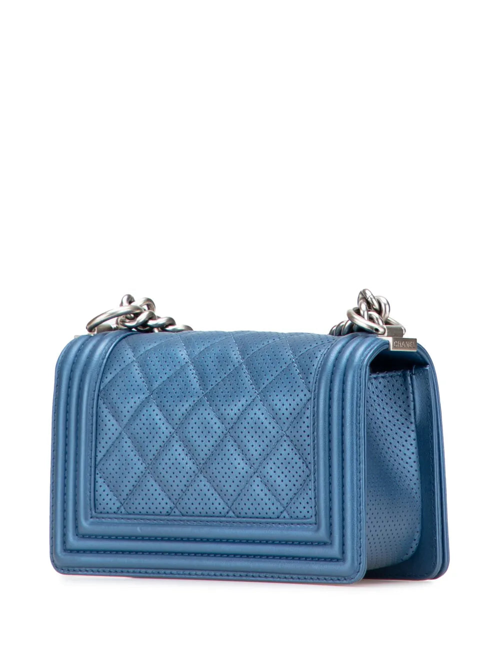 Pre-OwnedCHANEL Pre-Owned2014-2015 Small Quilted Perforated Metallic Lambskin Boy Flap crossbody bag