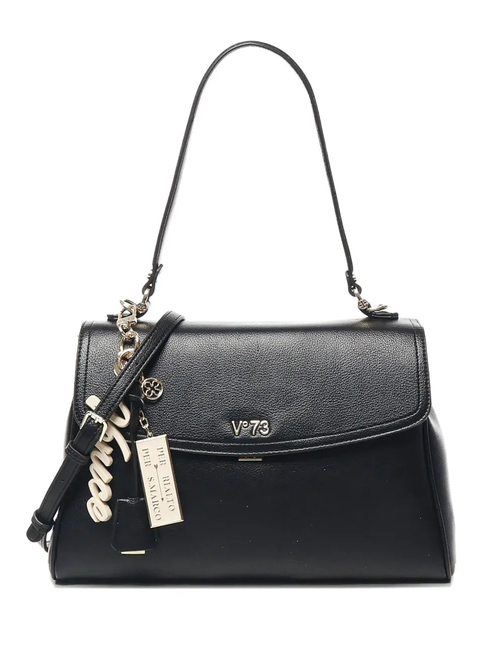V?3chain-accented flap shoulder bag