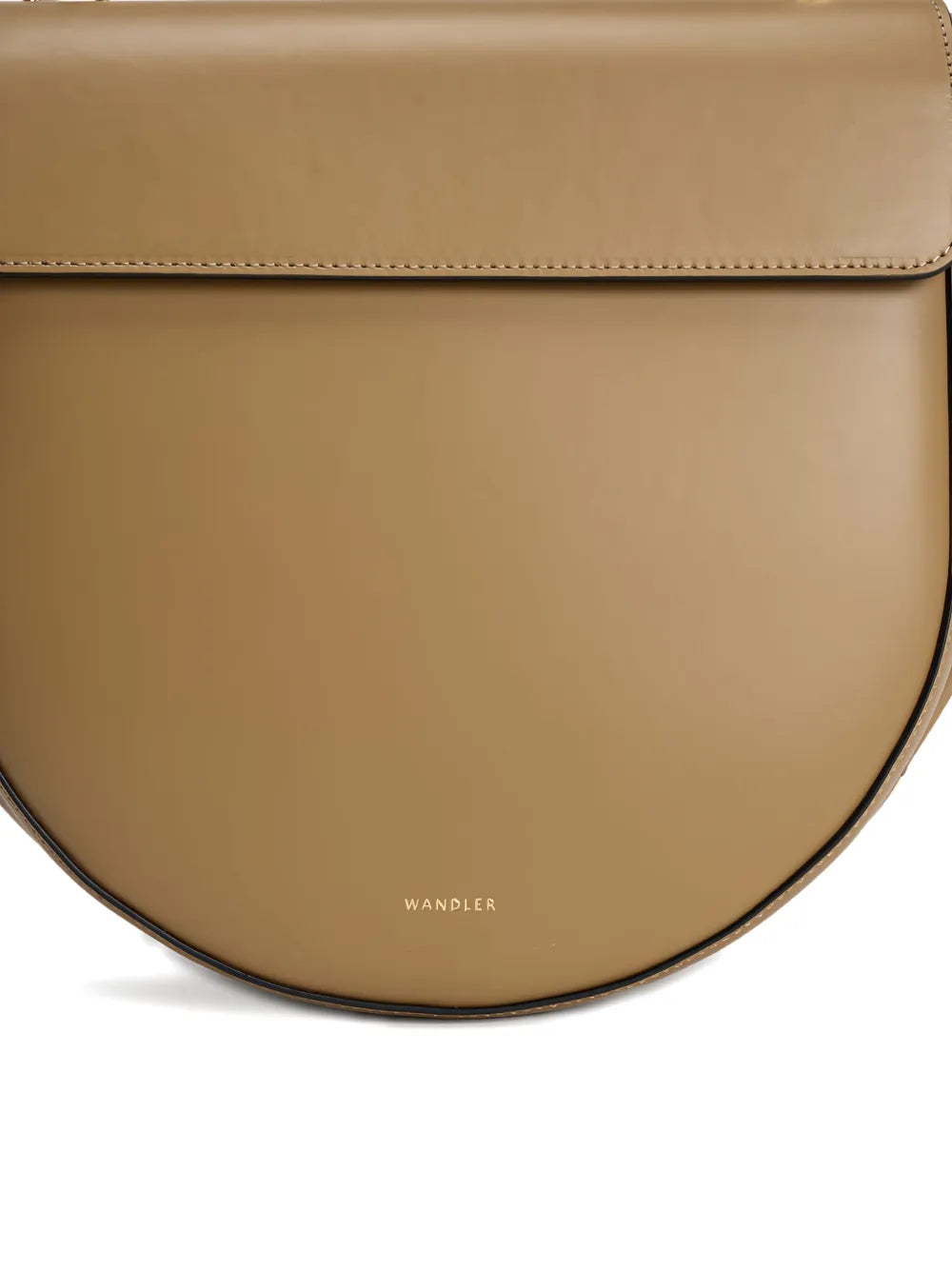 Wandlercurved leather shoulder bag