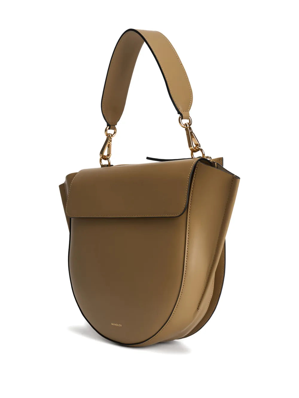 Wandlercurved leather shoulder bag