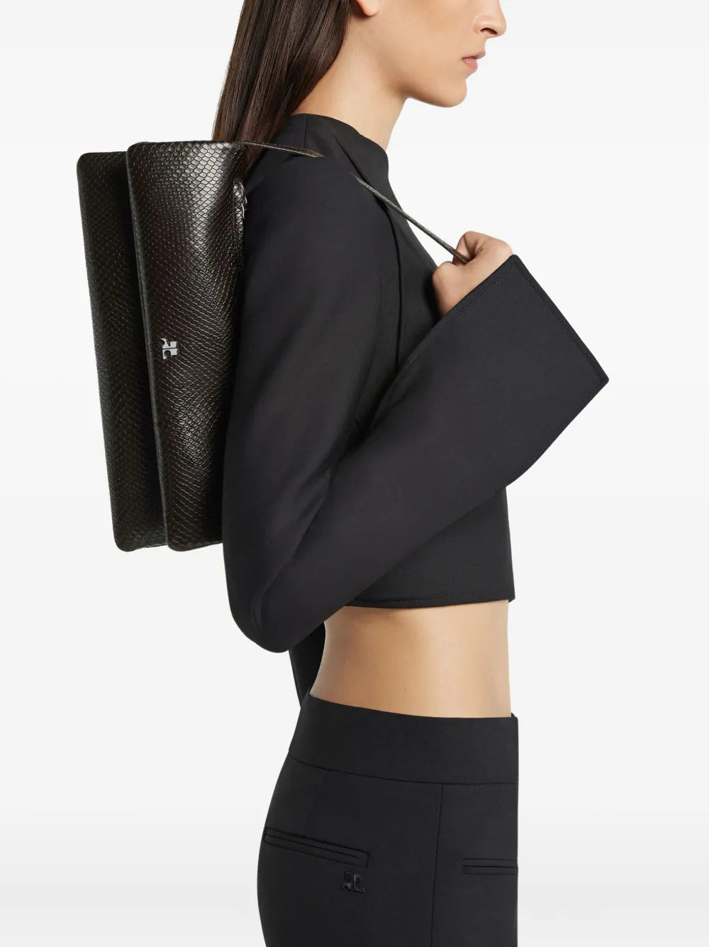 Courr?esVipper snakeskin-embossed clutch