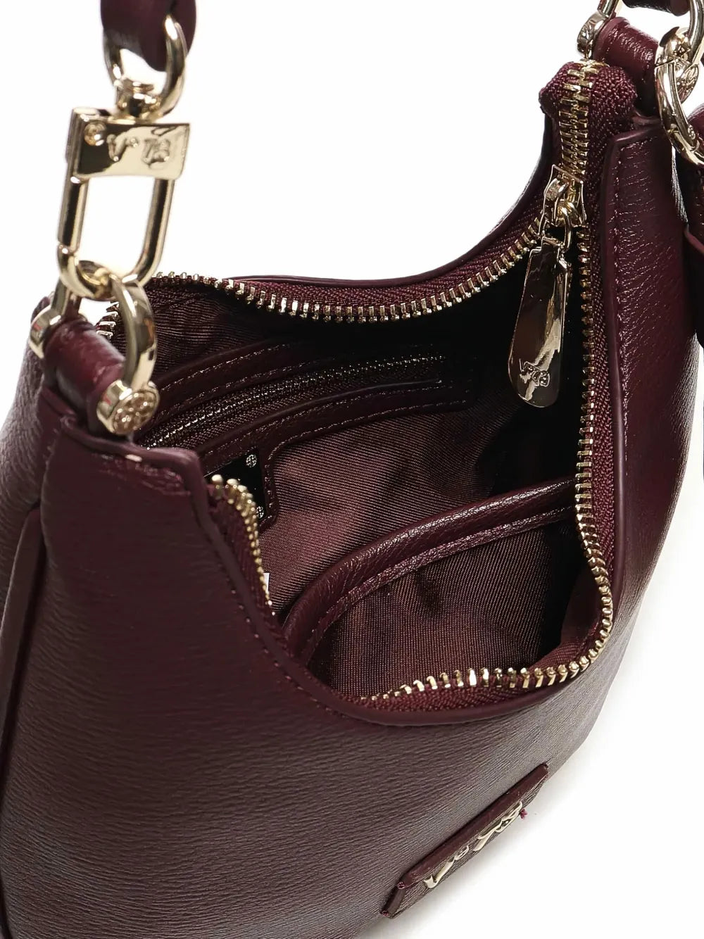 V?3zip-fastening half-moon shoulder bag