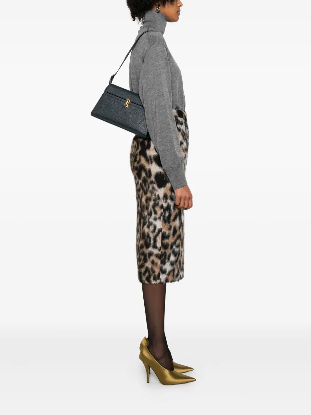 Savette clasp-fastening leather shoulder bag