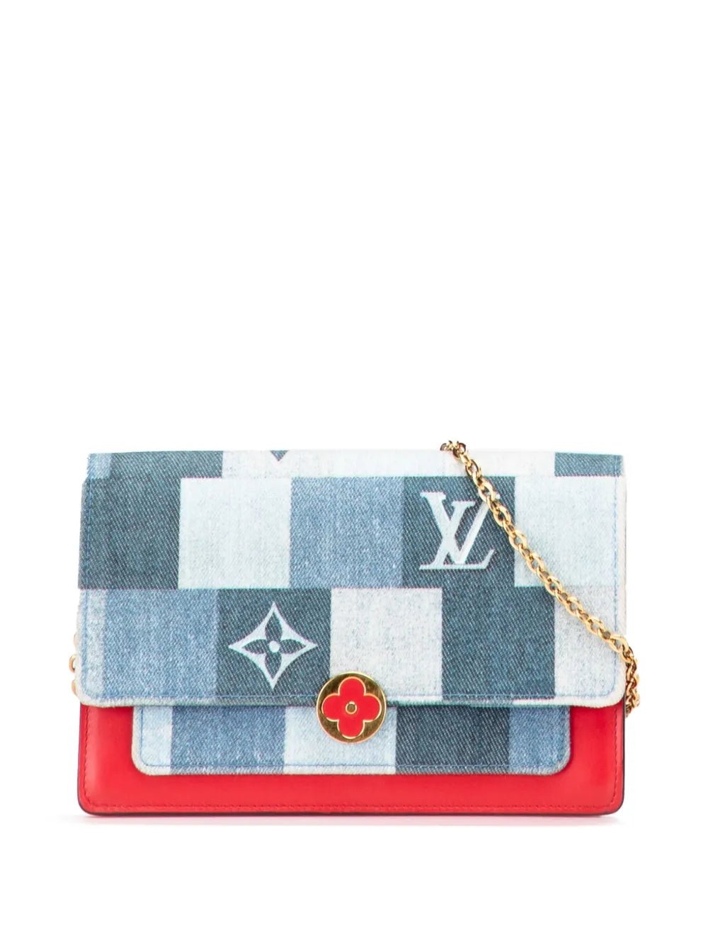 Pre-OwnedLouis Vuitton Pre-Owned2020 Monogram Denim Patchwork Fiore Chain Wallet crossbody bag