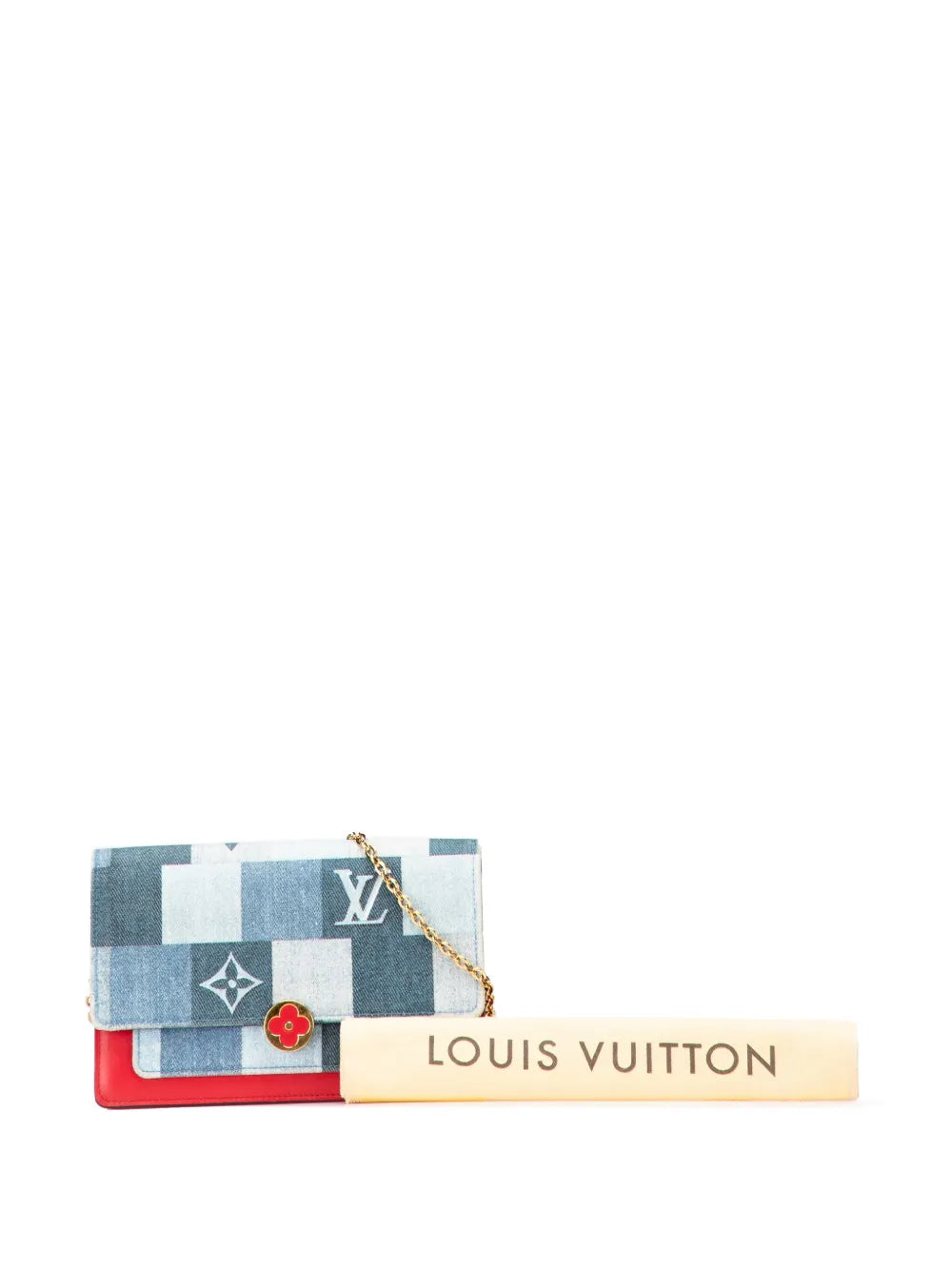 Pre-OwnedLouis Vuitton Pre-Owned2020 Monogram Denim Patchwork Fiore Chain Wallet crossbody bag