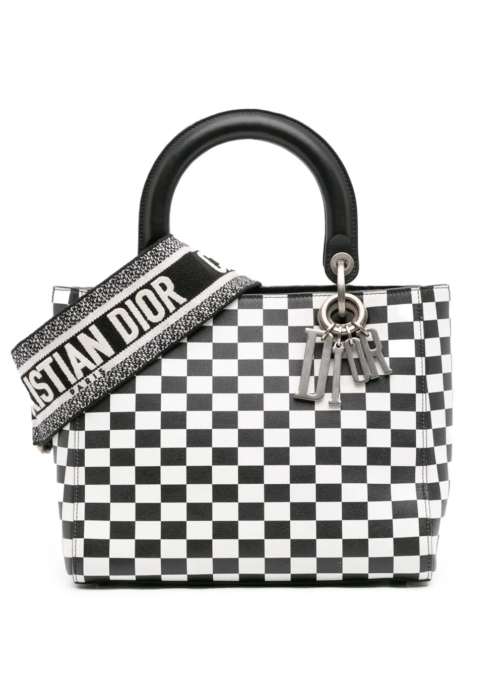 Pre-OwnedChristian Dior Pre-Owned2017 Medium Calfskin Checkered Lady Dior satchel