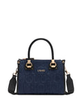 LIU JOsmall logo-embossed denim tote bag