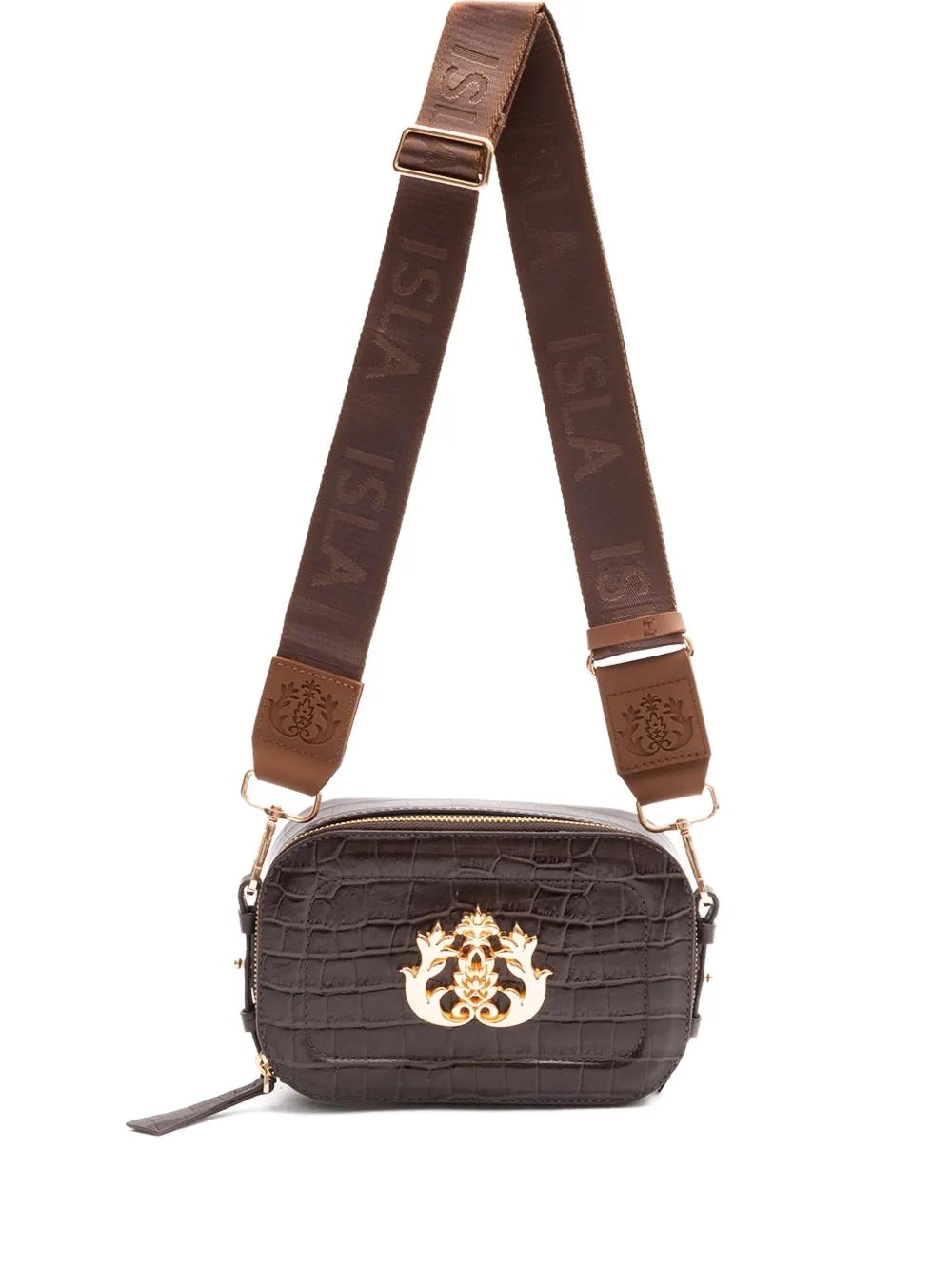 IslaDance crocodile-embossed embellished mini bag