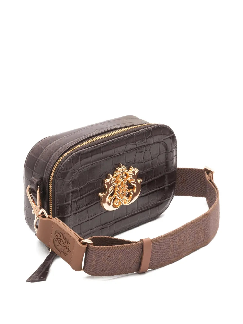 IslaDance crocodile-embossed embellished mini bag