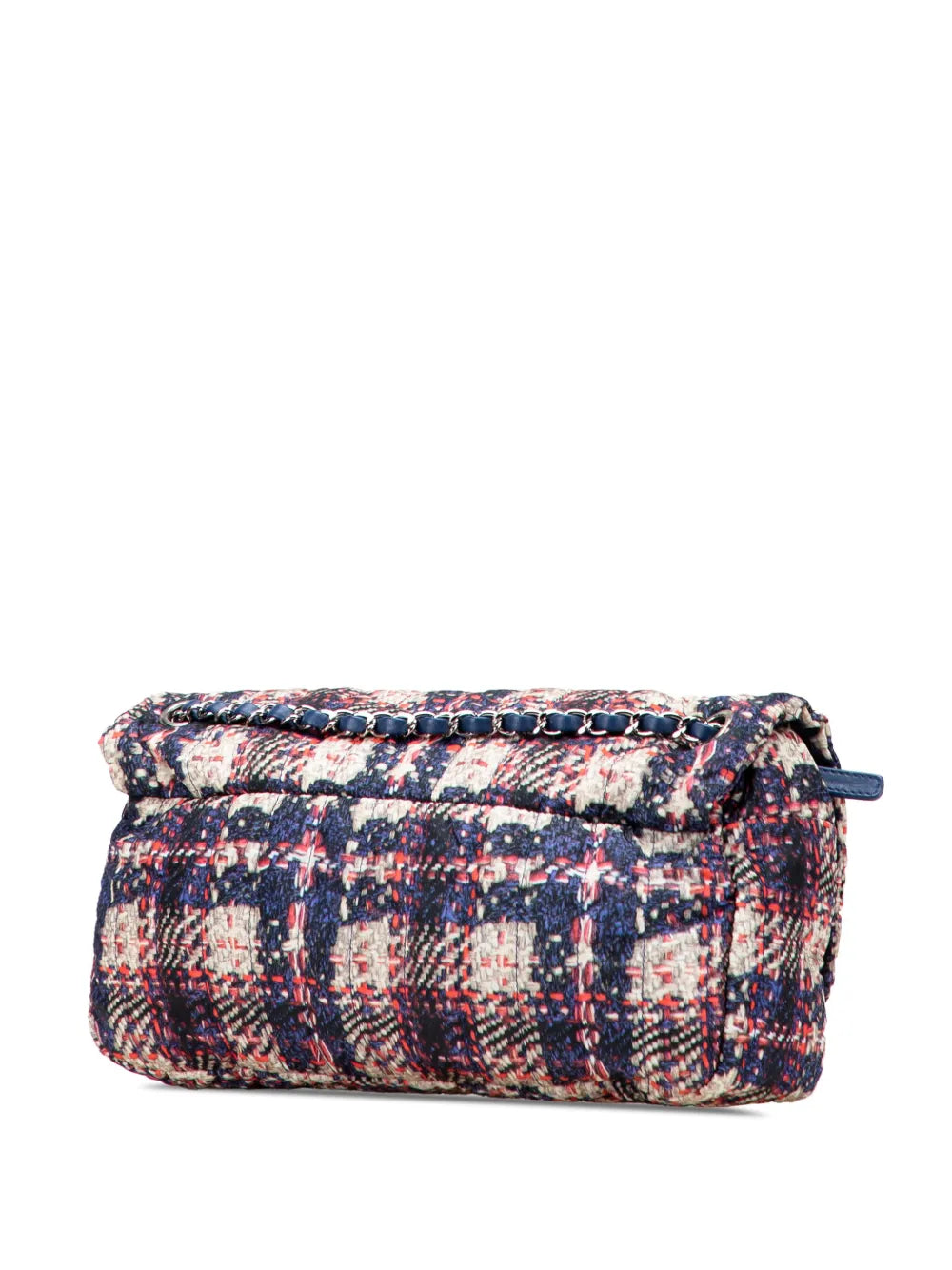Pre-OwnedCHANEL Pre-Owned2013-2014 CC Nylon Tweed Print Single Flap shoulder bag