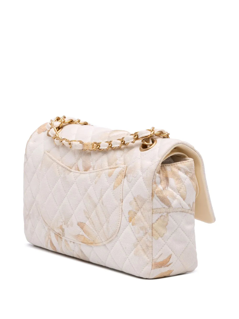 Pre-OwnedCHANEL Pre-Owned2018 Medium Classic Printed Denim Floral Double Flap shoulder bag