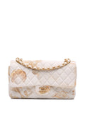 Pre-OwnedCHANEL Pre-Owned2018 Medium Classic Printed Denim Floral Double Flap shoulder bag