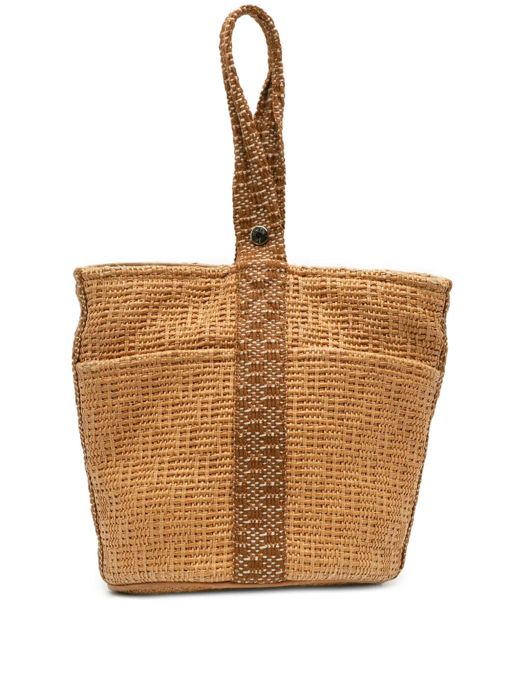 Pre-OwnedHerm??re-Owned1990-2010 Woven Straw Saxo MM bucket bag