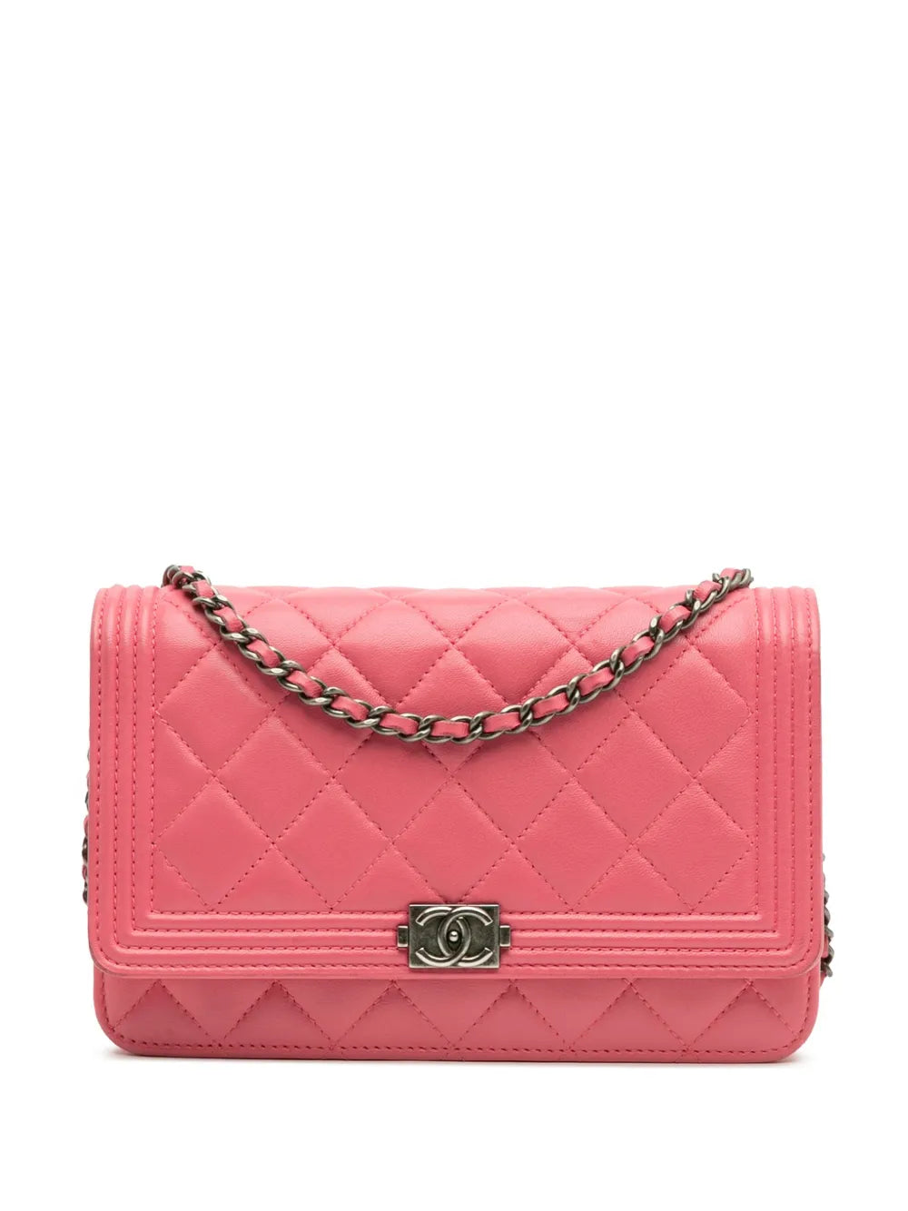 Pre-OwnedCHANEL Pre-Owned2014 Lambskin Boy Wallet On Chain crossbody bag