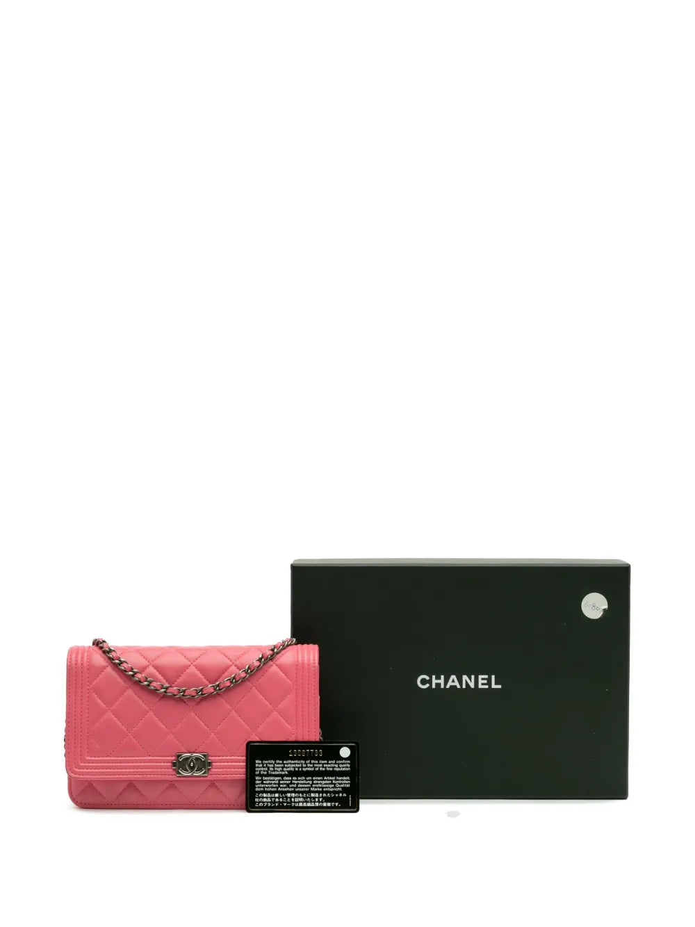 Pre-OwnedCHANEL Pre-Owned2014 Lambskin Boy Wallet On Chain crossbody bag