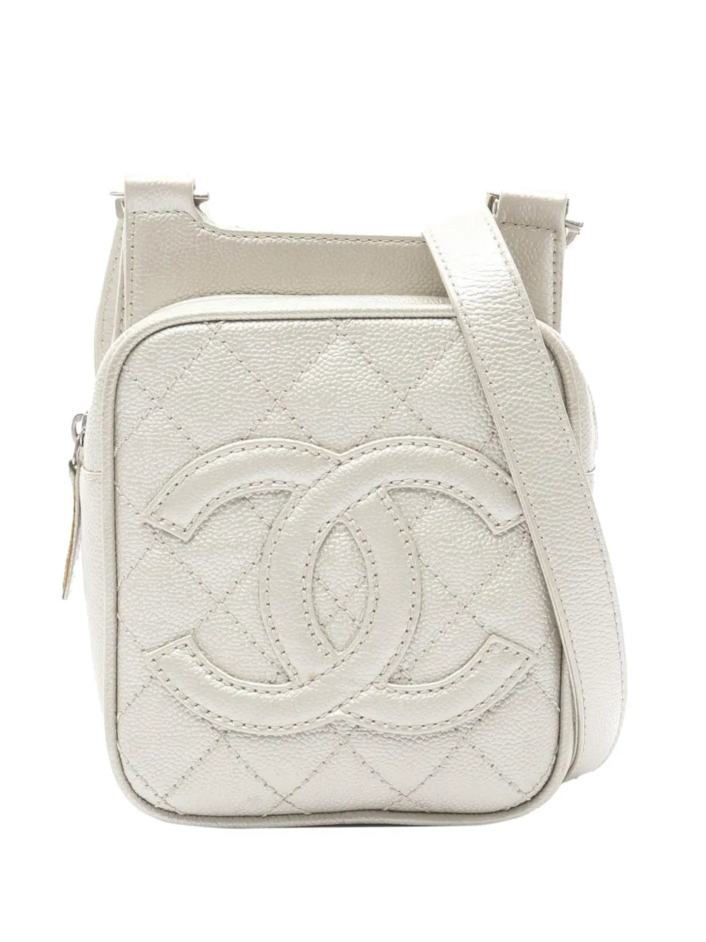 Pre-OwnedCHANEL Pre-Owned2005-2006 CC Quilted Caviar crossbody bag