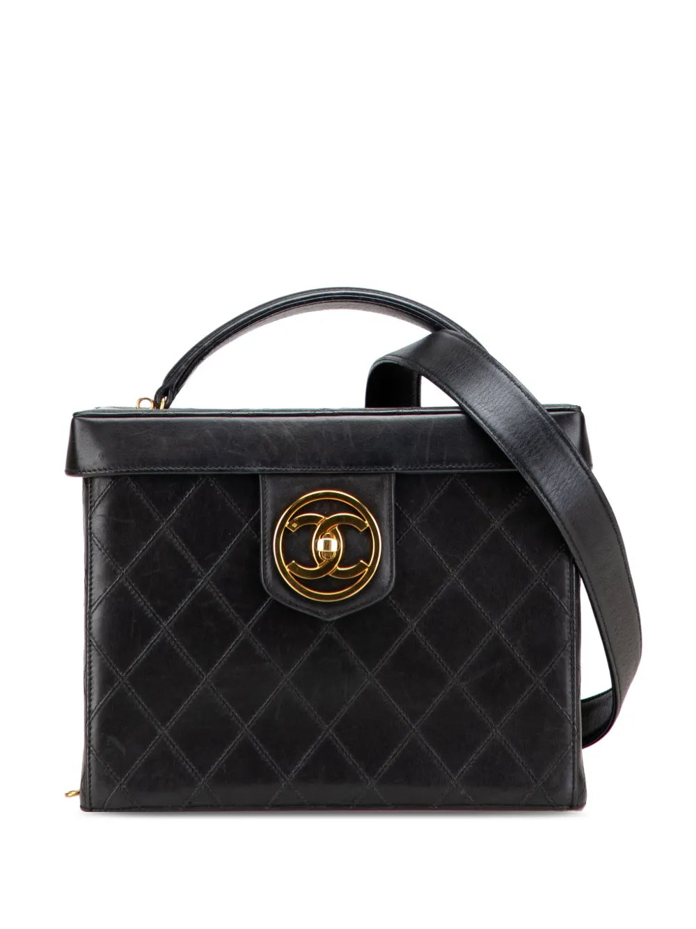 Pre-OwnedCHANEL Pre-Owned1994-1996 CC Stitched Calfskin Turnlock Case vanity bag