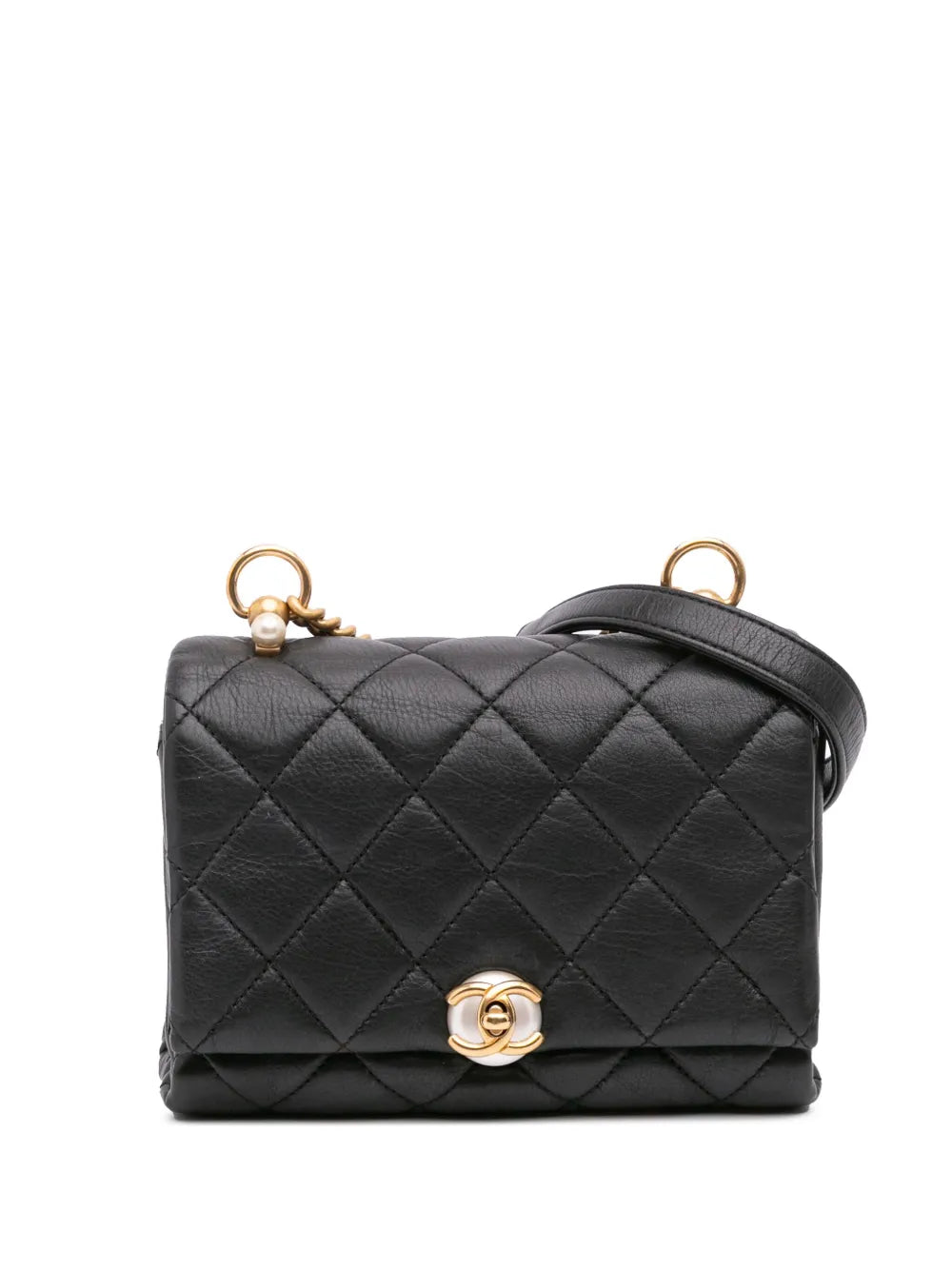 Pre-OwnedCHANEL Pre-Owned2019 Mini Quilted Calfskin Pearl CC Accordion Flap crossbody bag