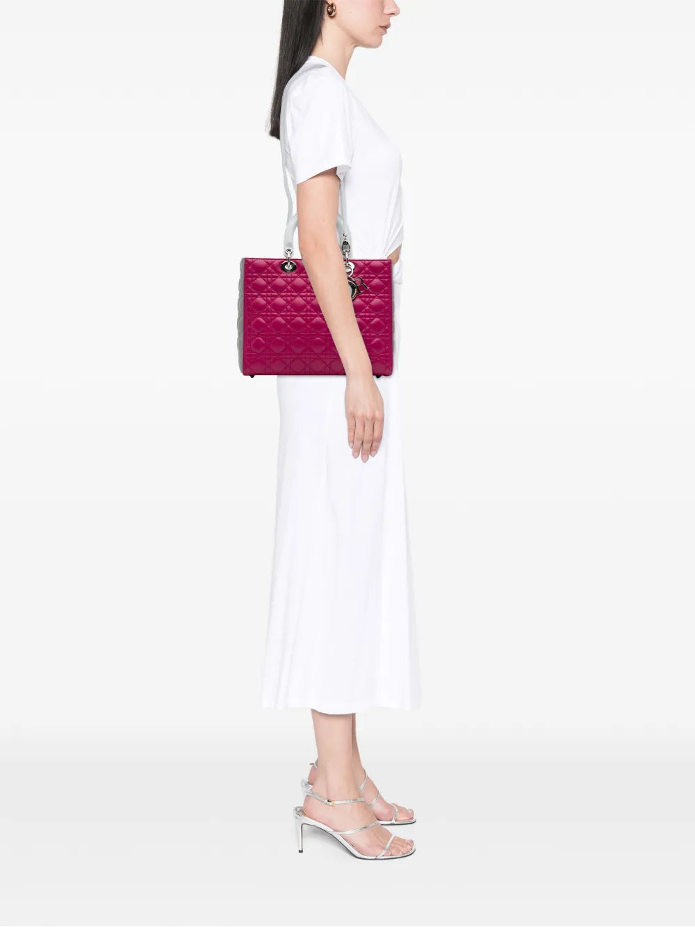 Pre-OwnedChristian Dior Pre-Owned2014 Large Bicolor Lambskin Cannage Lady Dior satchel