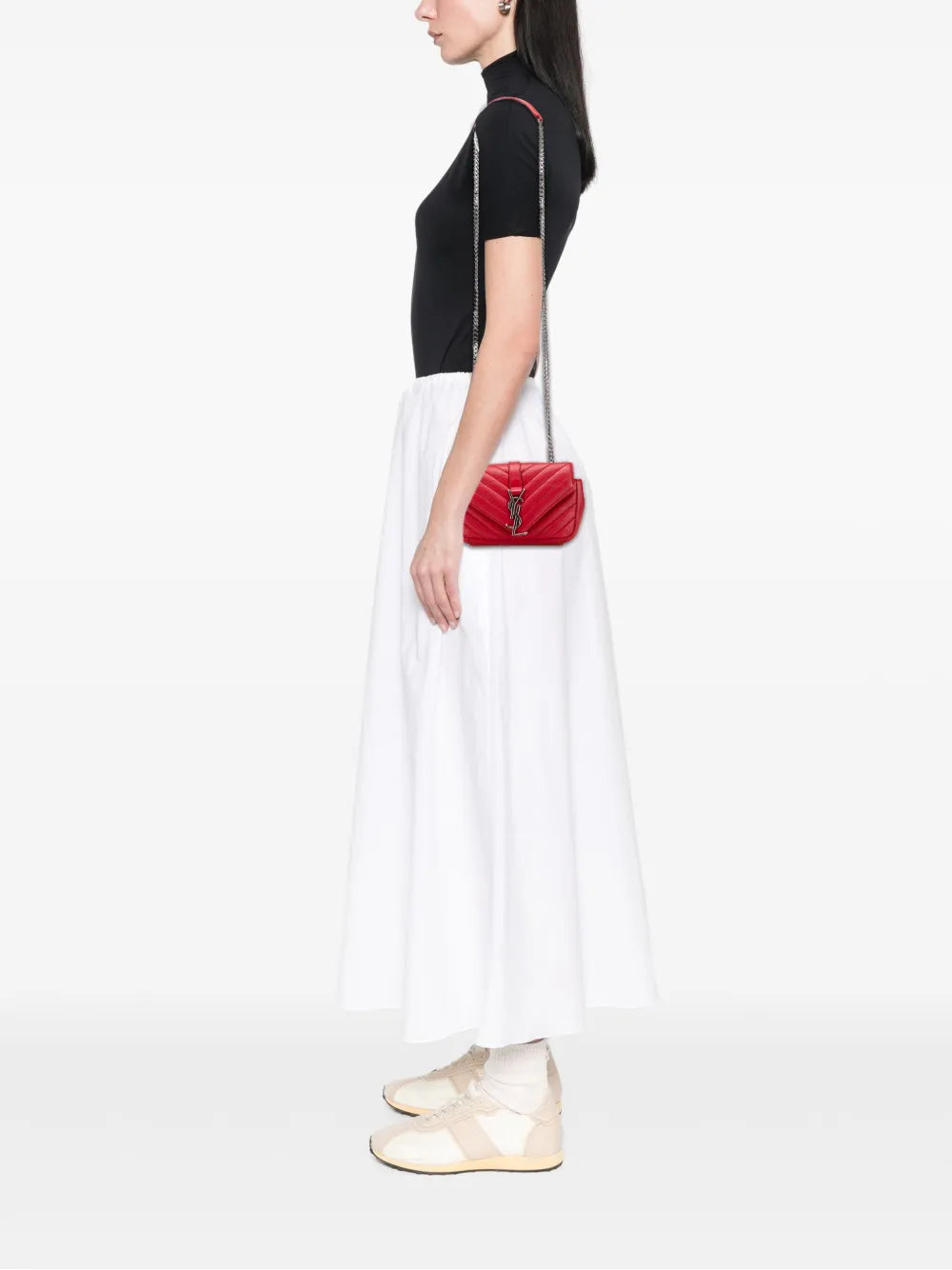 Pre-OwnedSaint Laurent Pre-Owned2015 Baby Sheepskin Chevron Classic Monogram Chain Bag crossbody bag