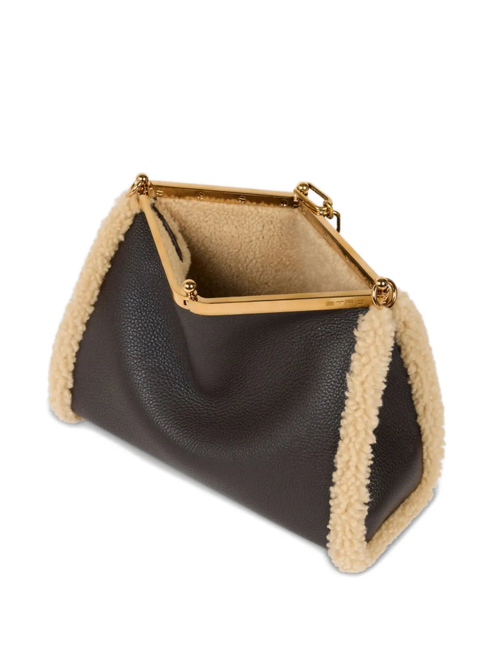 ETROmedium VELA shearling-trimmed clasp shoulder bag