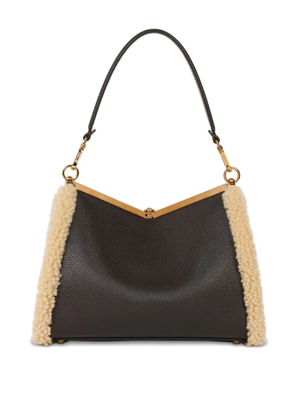 ETROmedium VELA shearling-trimmed clasp shoulder bag