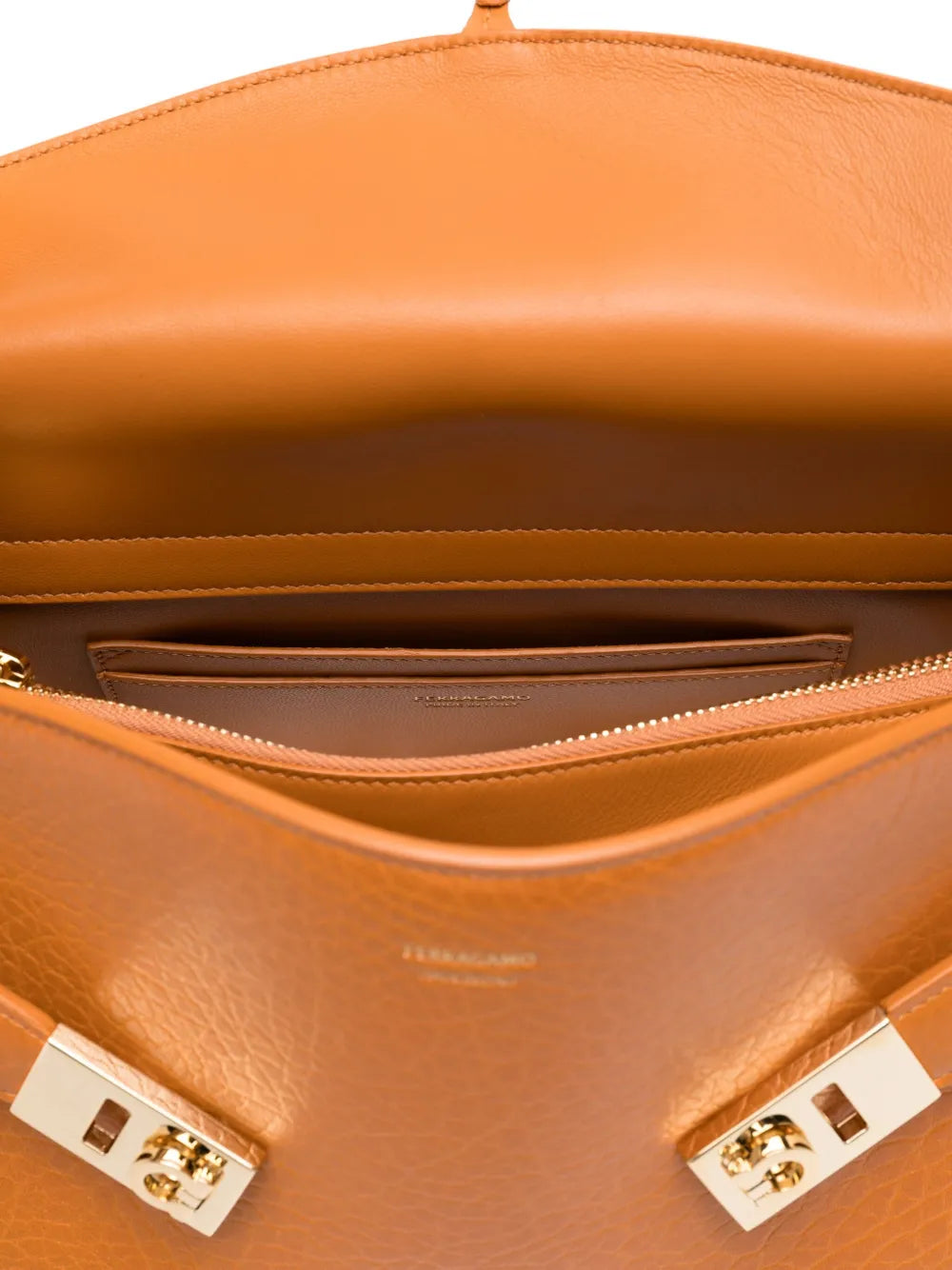 FerragamoHug curved-top clasp tote bag