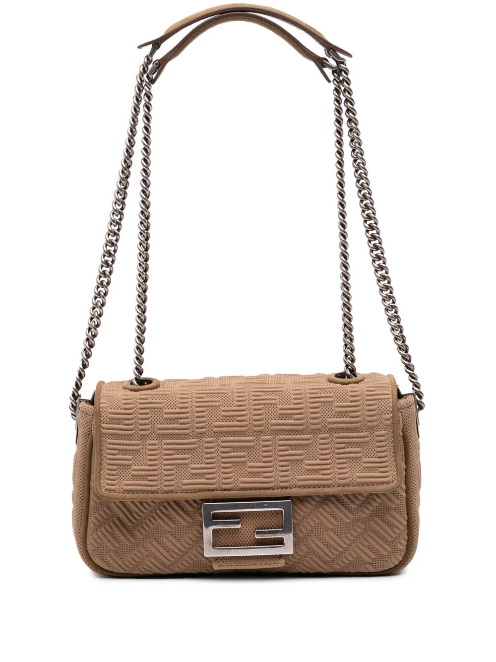 Pre-OwnedFendi Pre-Owned2000-2025 Zucca Canvas Chain Midi Baguette satchel