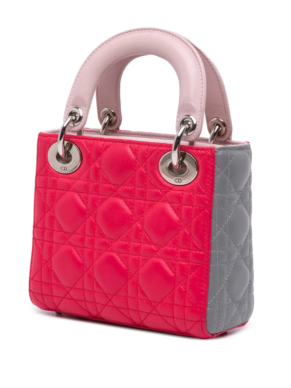 Pre-OwnedChristian Dior Pre-Owned2014 Mini Tricolor Lambskin Cannage Lady Dior satchel