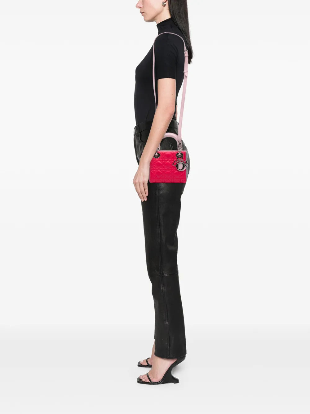 Pre-OwnedChristian Dior Pre-Owned2014 Mini Tricolor Lambskin Cannage Lady Dior satchel