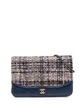Pre-OwnedCHANEL Pre-Owned2018 Quilted Tweed and Calfskin Gabrielle Wallet On Chain crossbody bag