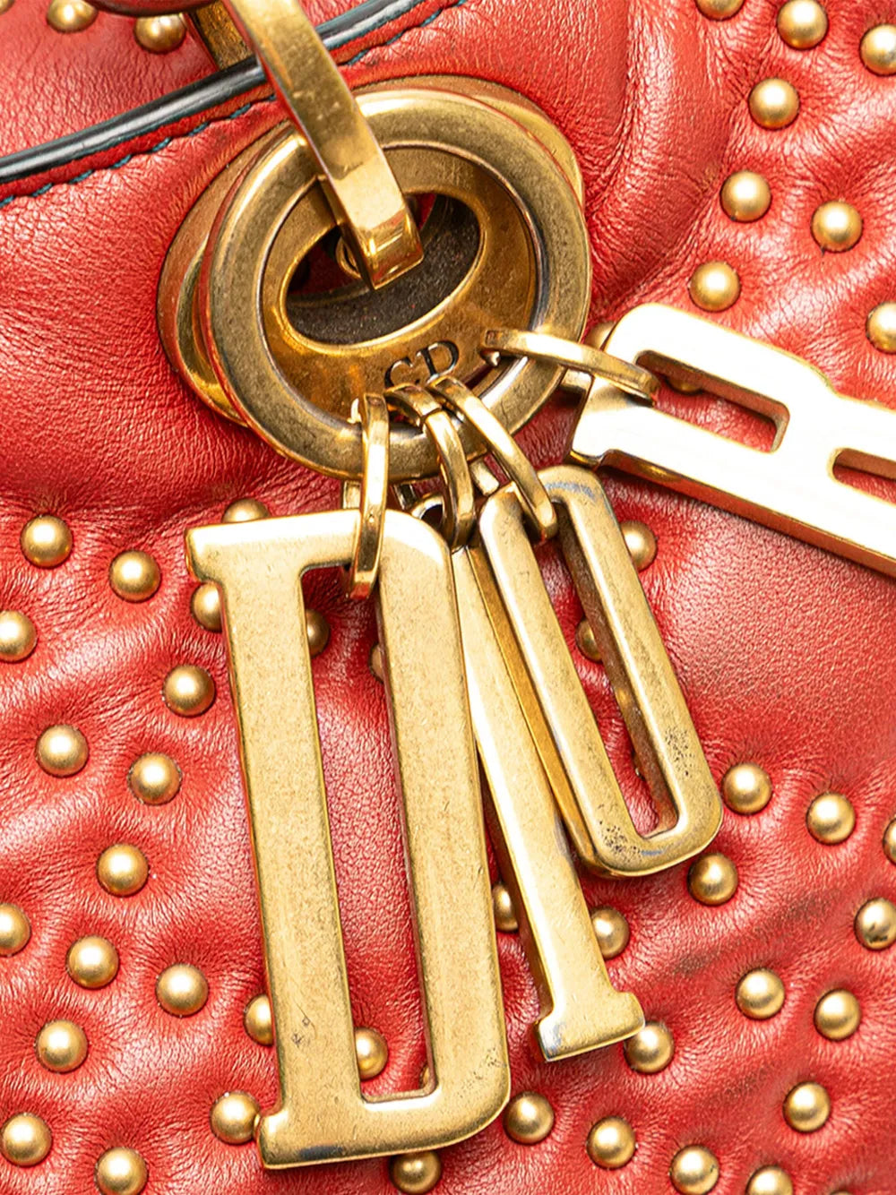 Pre-OwnedChristian Dior Pre-Owned2017 Medium Lambskin Cannage Studded Supple Lady Dior satchel