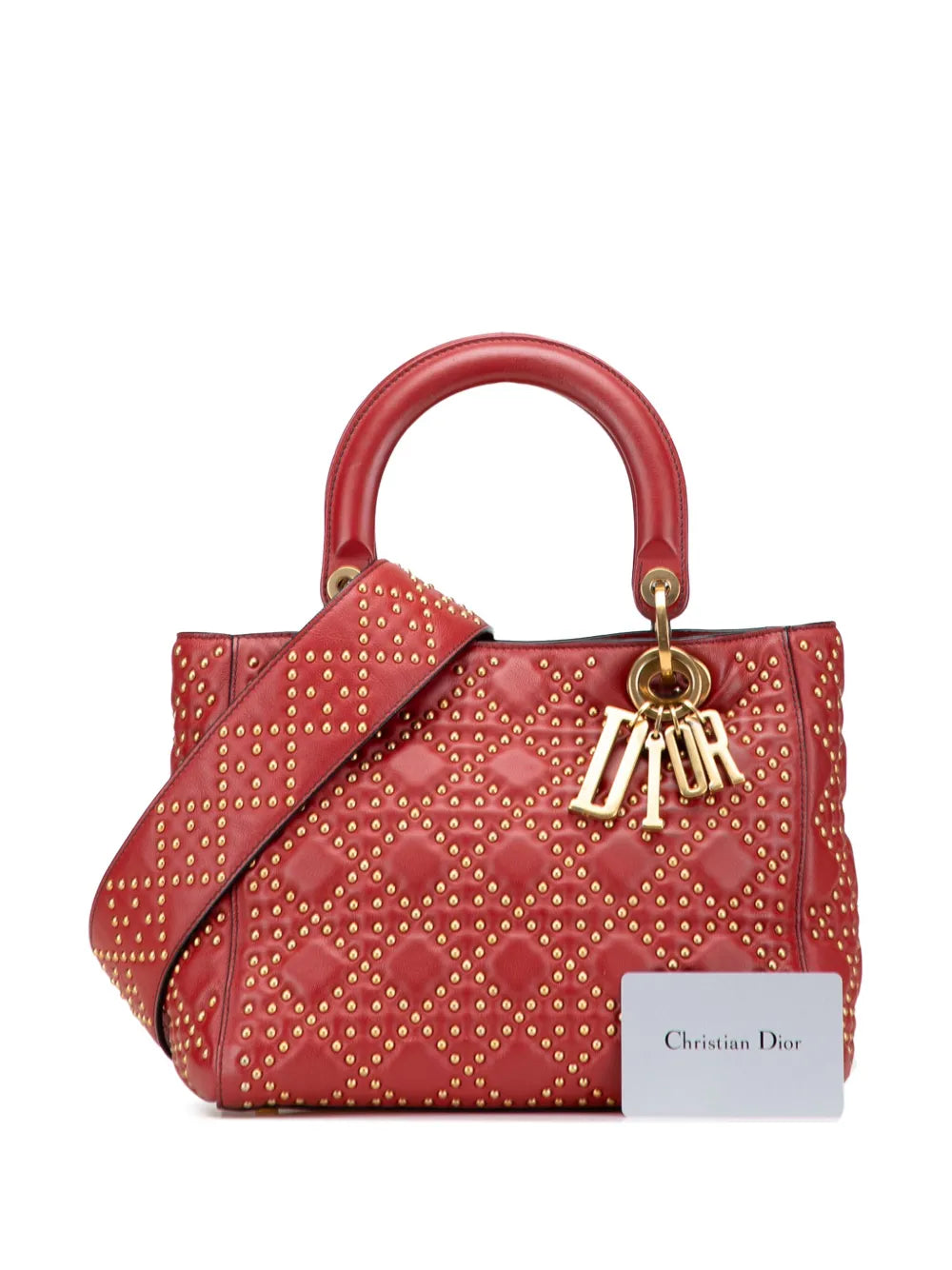 Pre-OwnedChristian Dior Pre-Owned2017 Medium Lambskin Cannage Studded Supple Lady Dior satchel