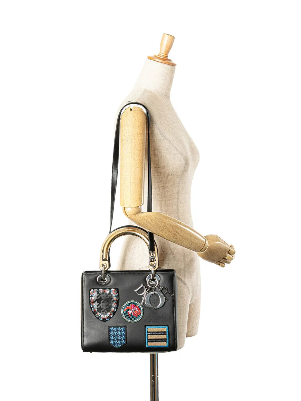 Pre-OwnedChristian Dior Pre-Owned2014 Medium Calfskin Patch Embellished Lady Dior satchel