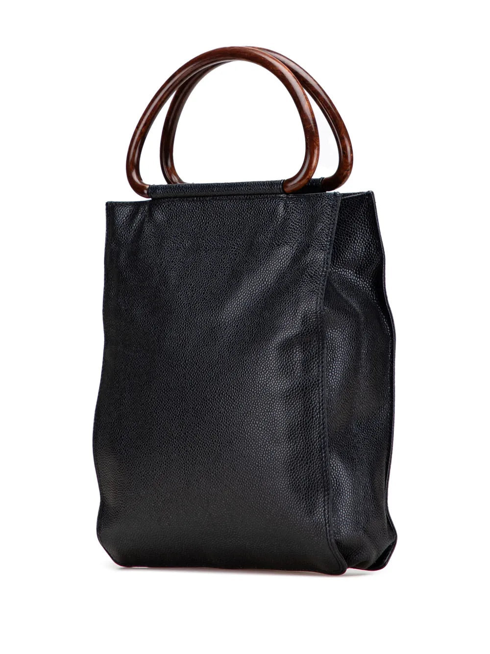 Pre-OwnedCHANEL Pre-Owned2000-2002 CC Caviar Wood Top Handle tote bag