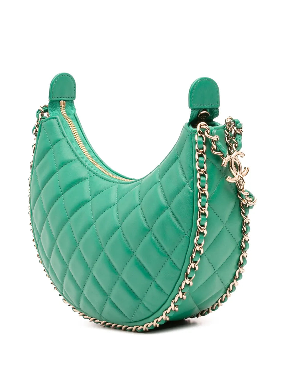 Pre-OwnedCHANEL Pre-Owned2021-2025 Small Quilted Lambskin Chain Around Hook Hobo Bag crossbody bag