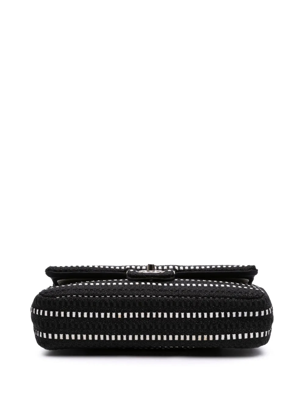 Pre-OwnedCHANEL Pre-Owned2014 Medium Classic Tweed Striped Ribbon Double Flap shoulder bag