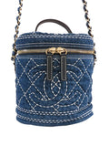 Pre-OwnedCHANEL Pre-Owned2019 CC Quilted Denim Vanity Bag satchel