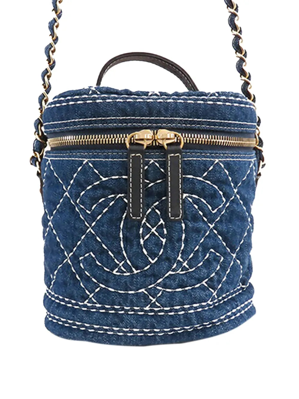 Pre-OwnedCHANEL Pre-Owned2019 CC Quilted Denim Vanity Bag satchel