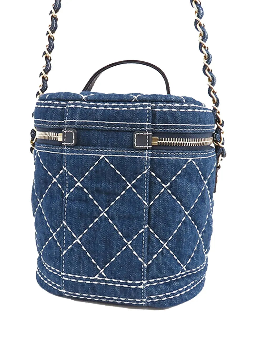 Pre-OwnedCHANEL Pre-Owned2019 CC Quilted Denim Vanity Bag satchel