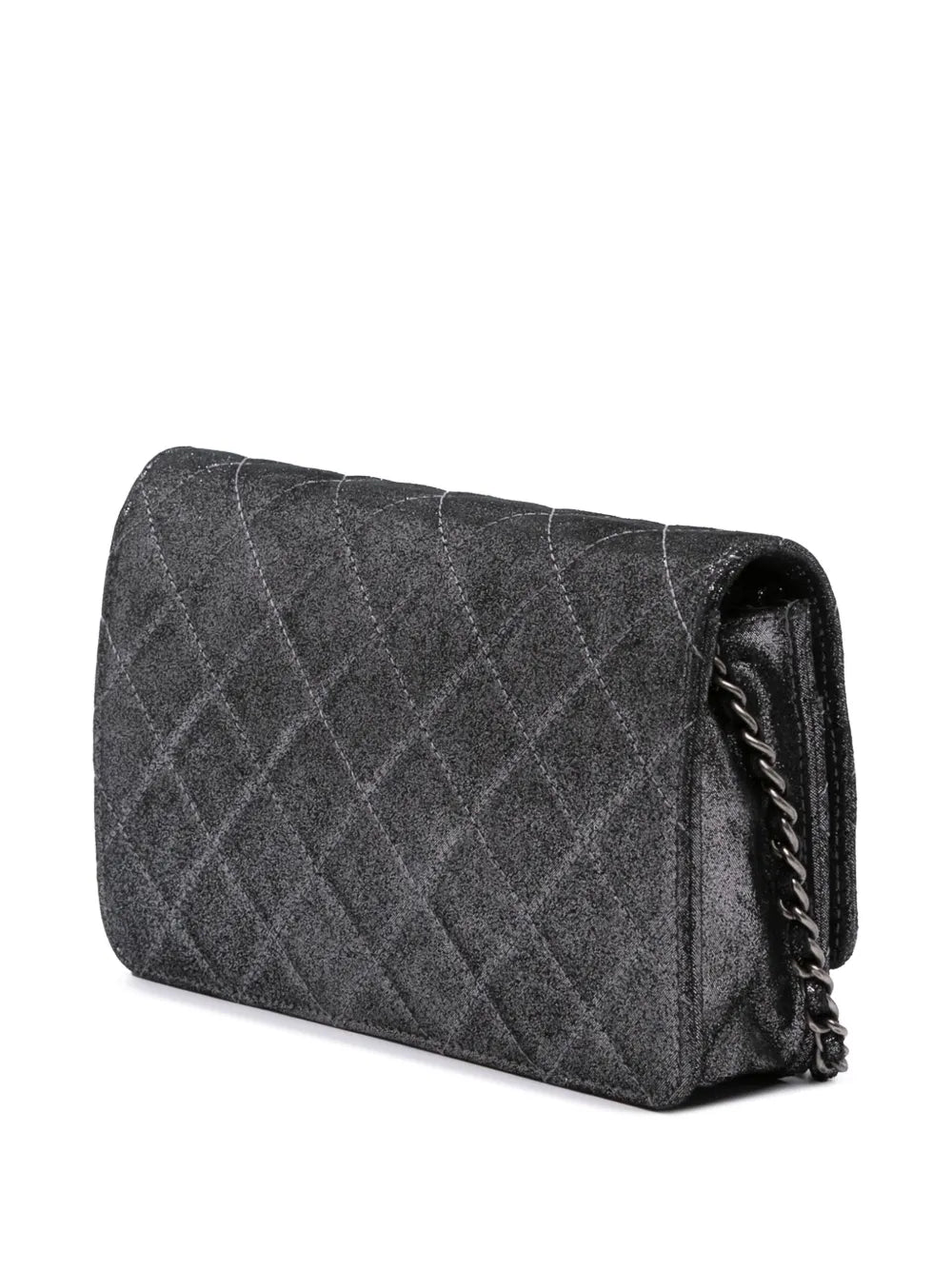Pre-OwnedCHANEL Pre-Owned2013-2014 Quilted Iridescent Lambskin Tartan Button Wallet On Chain crossbody bag