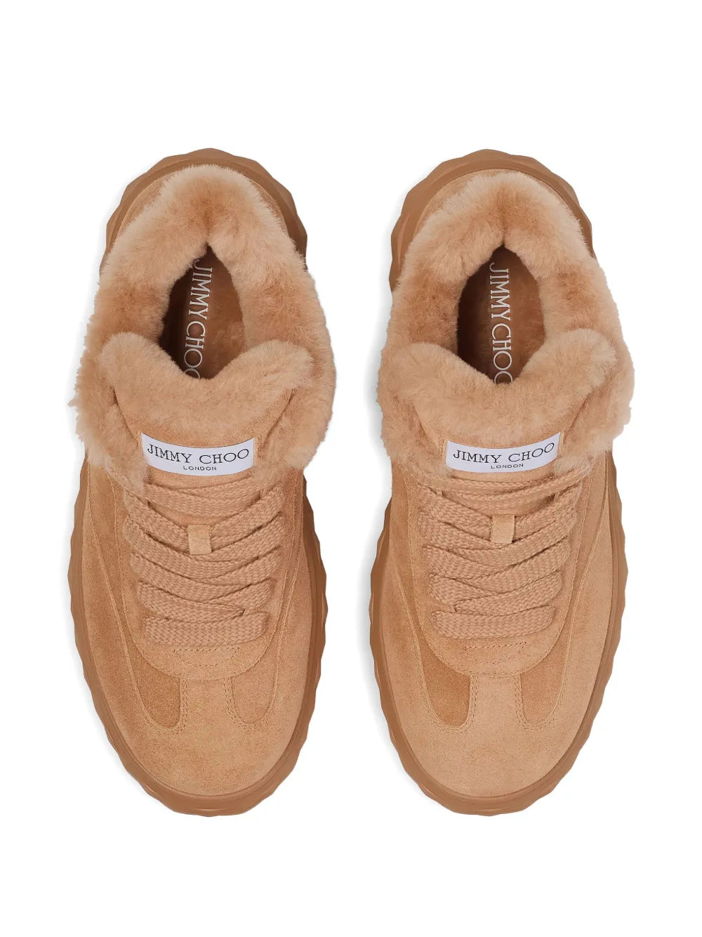 Jimmy Choo Fur-Trim Diamond Maxi Sneakers