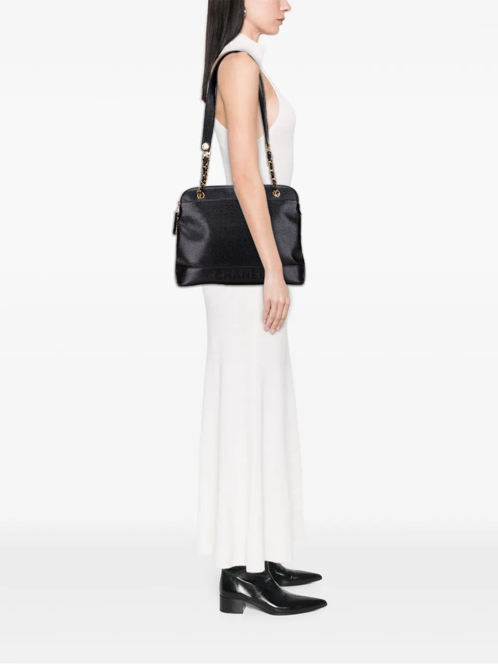 Pre-OwnedCHANEL Pre-Owned1996-1997 Caviar Logo shoulder bag