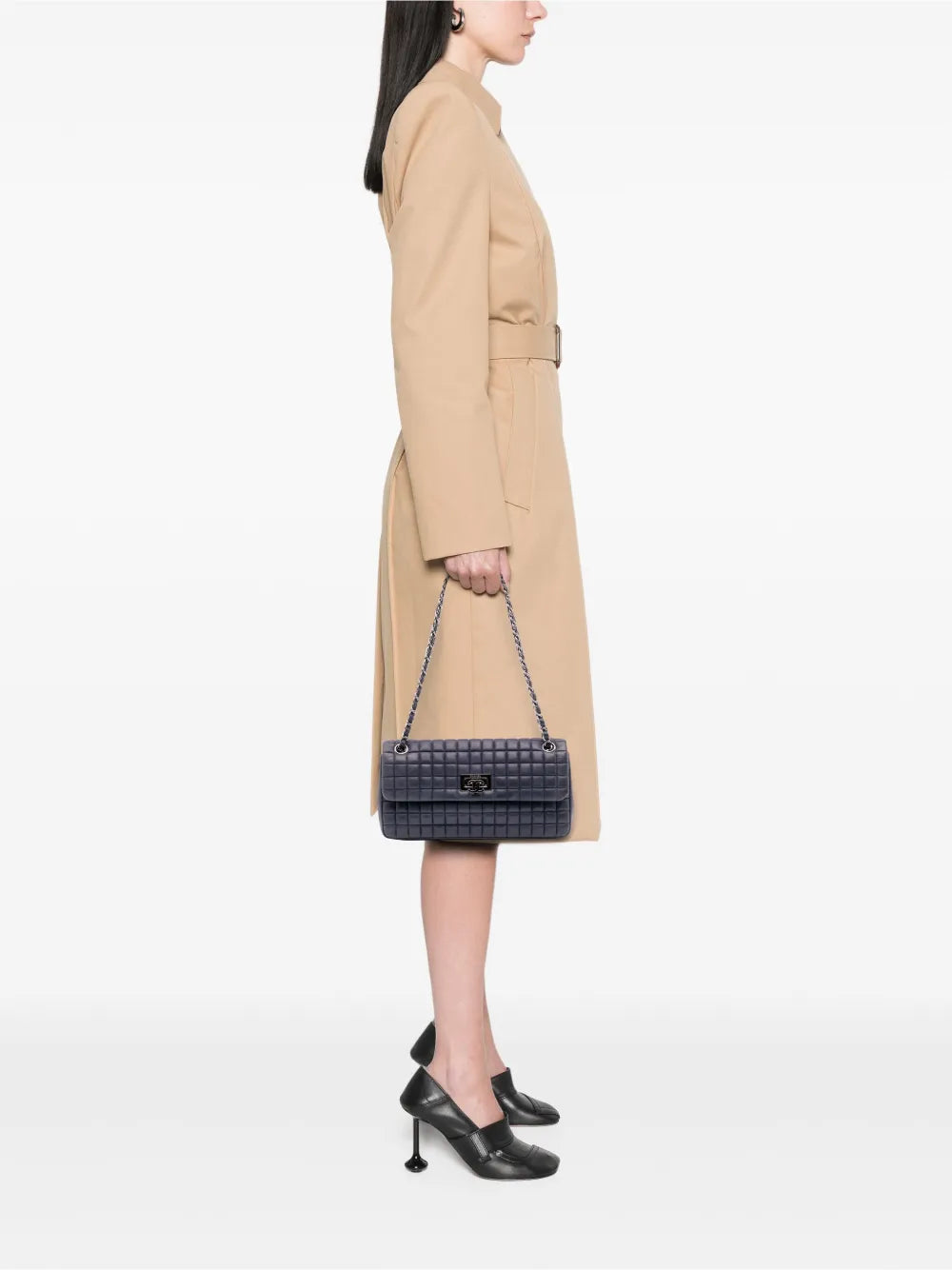 Pre-OwnedCHANEL Pre-Owned2014-2015 Chocolate Bar Iridescent Calfskin Bubble Flap shoulder bag