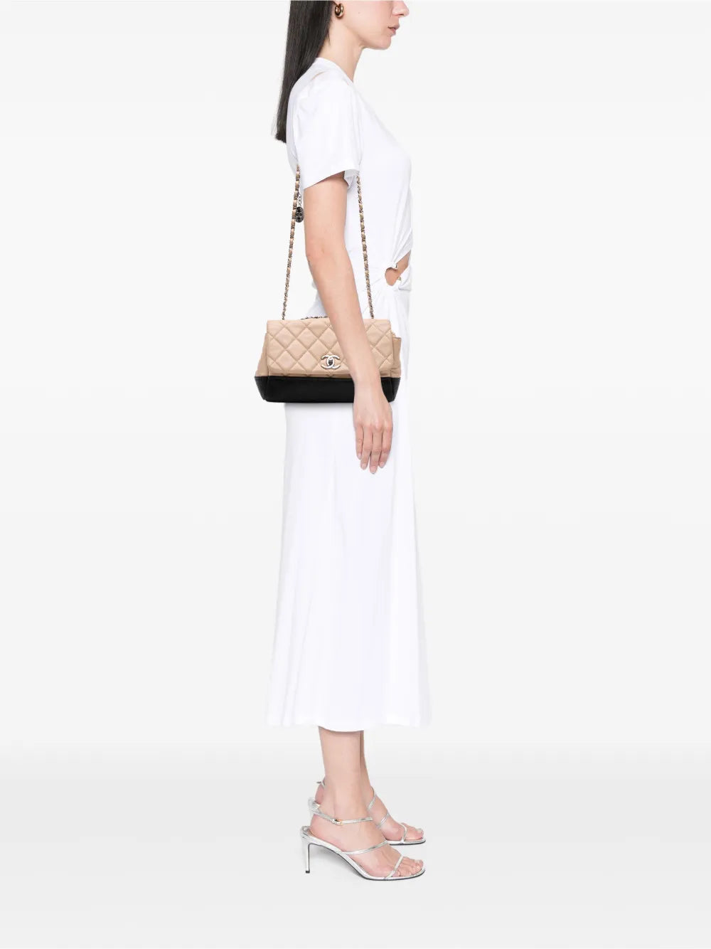 Pre-OwnedCHANEL Pre-Owned2014 CC Bicolor Quilted Calfskin and Caviar Single Flap crossbody bag