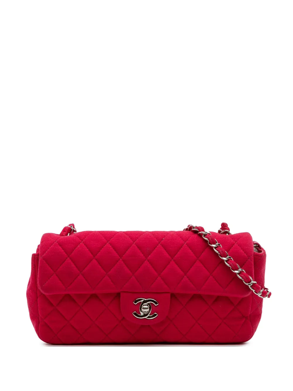 Pre-OwnedCHANEL Pre-Owned2009-2010 Quilted Jersey East West Single Flap shoulder bag